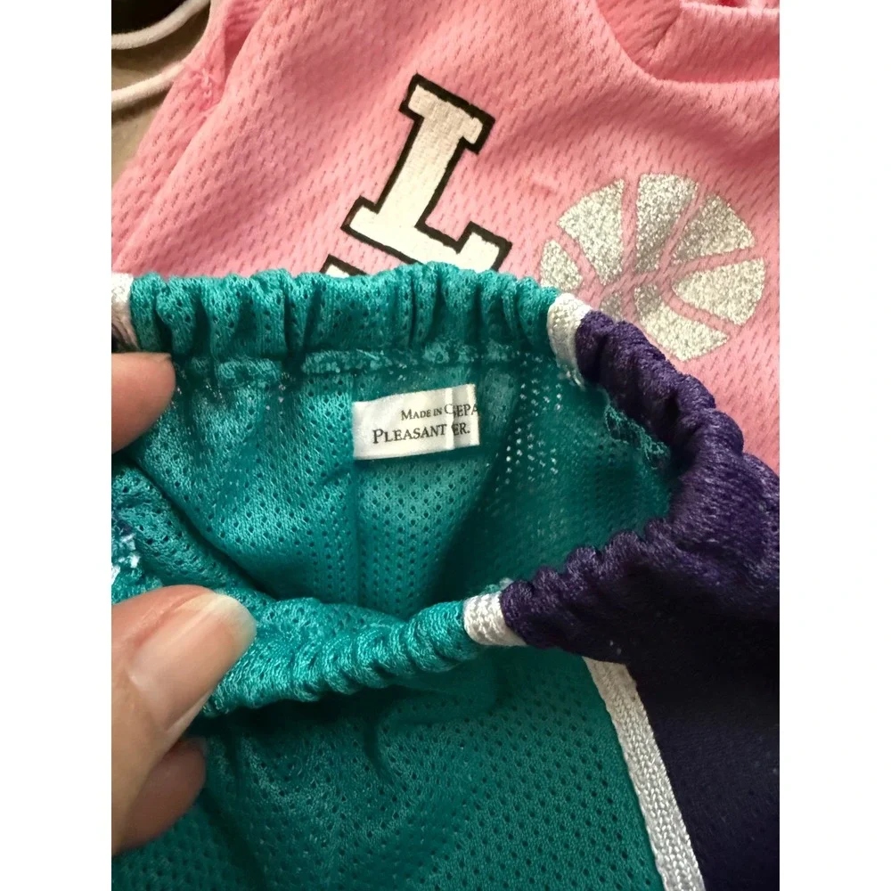 American Girl Basketball Outfit Set Pleasant Company Pink Teal Shorts Shoes Hoop